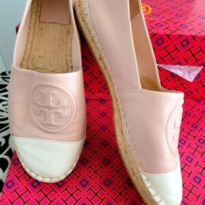Tory burch leather pink espadrilles